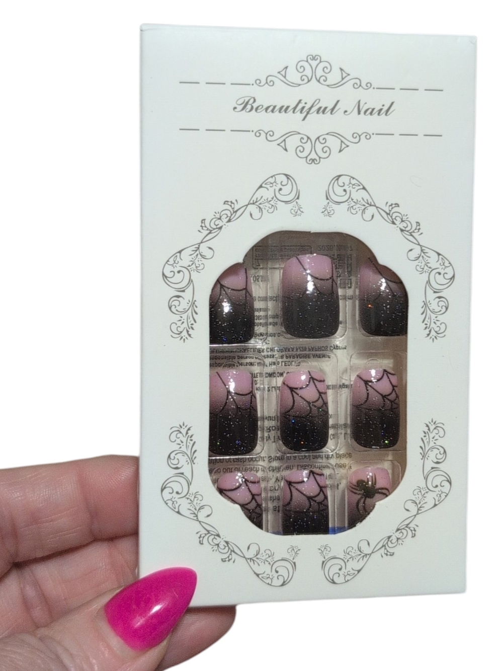 Halloween Spider Web Gradient Press-On Nails - Black & Purple - Picture 4 of 4